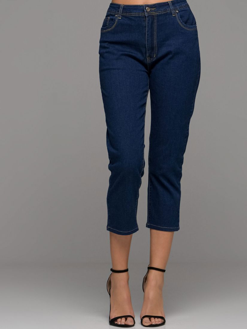 Παντελόνι τζιν κάπρι ελληνικής ραφής με τσέπες μπλε