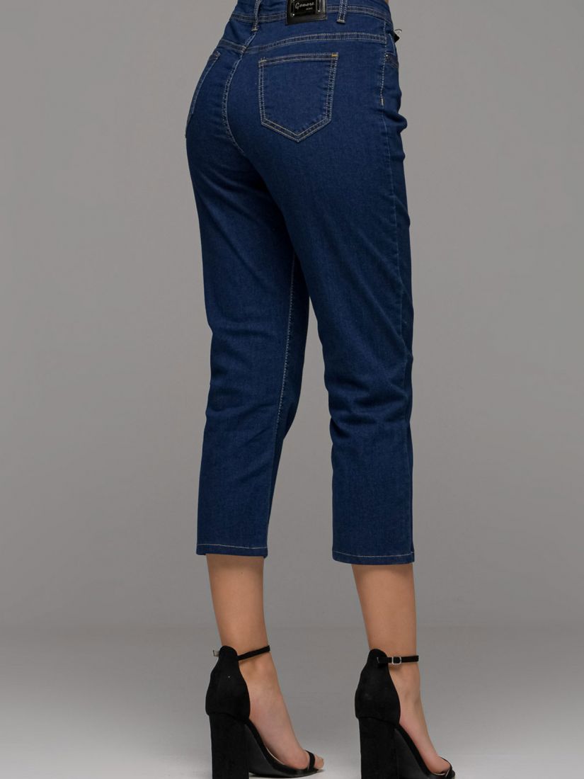 Παντελόνι τζιν κάπρι ελληνικής ραφής με τσέπες μπλε