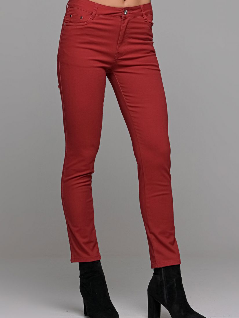 Παντελόνι τζιν ελληνικής ραφής ψηλόμεσο με τσέπες κόκκινο