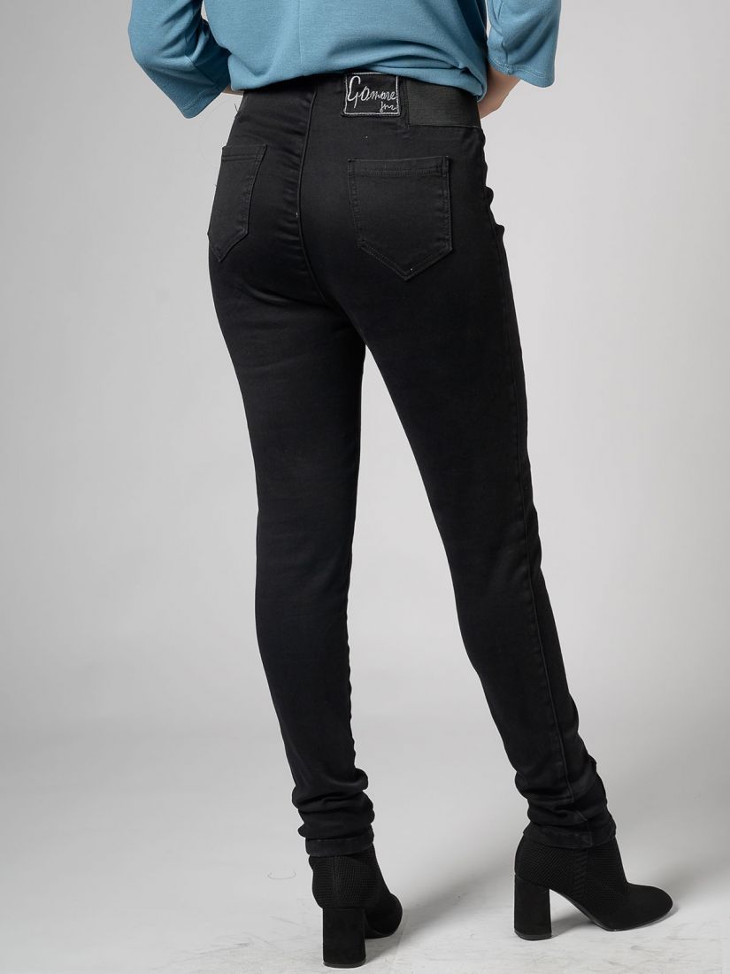 Παντελόνι τζιν ελληνικής ραφής ελαστικό με λάστιχο στο πλάι μαύρο