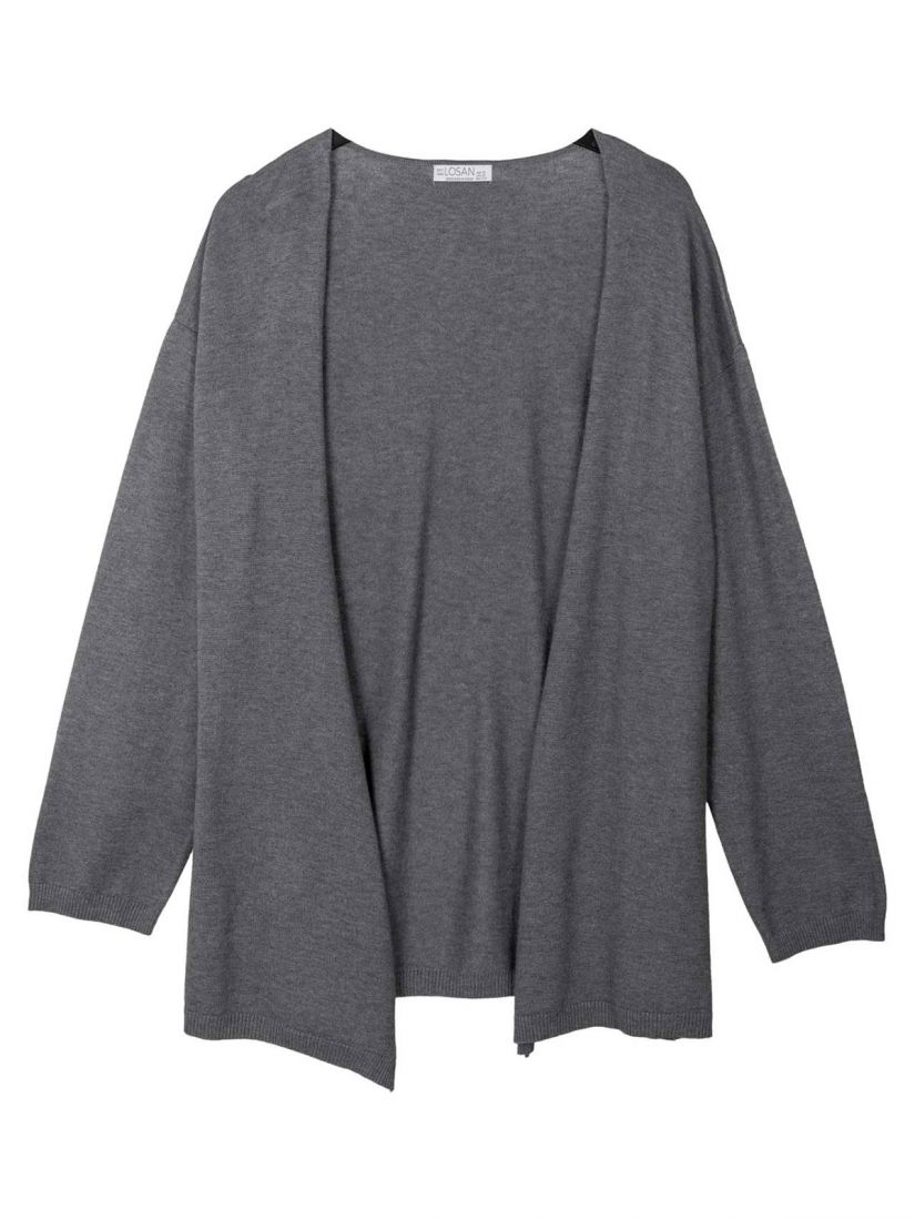 Ζακέτα μακριά μονόχρωμη χωρίς κουμπιά γκρι