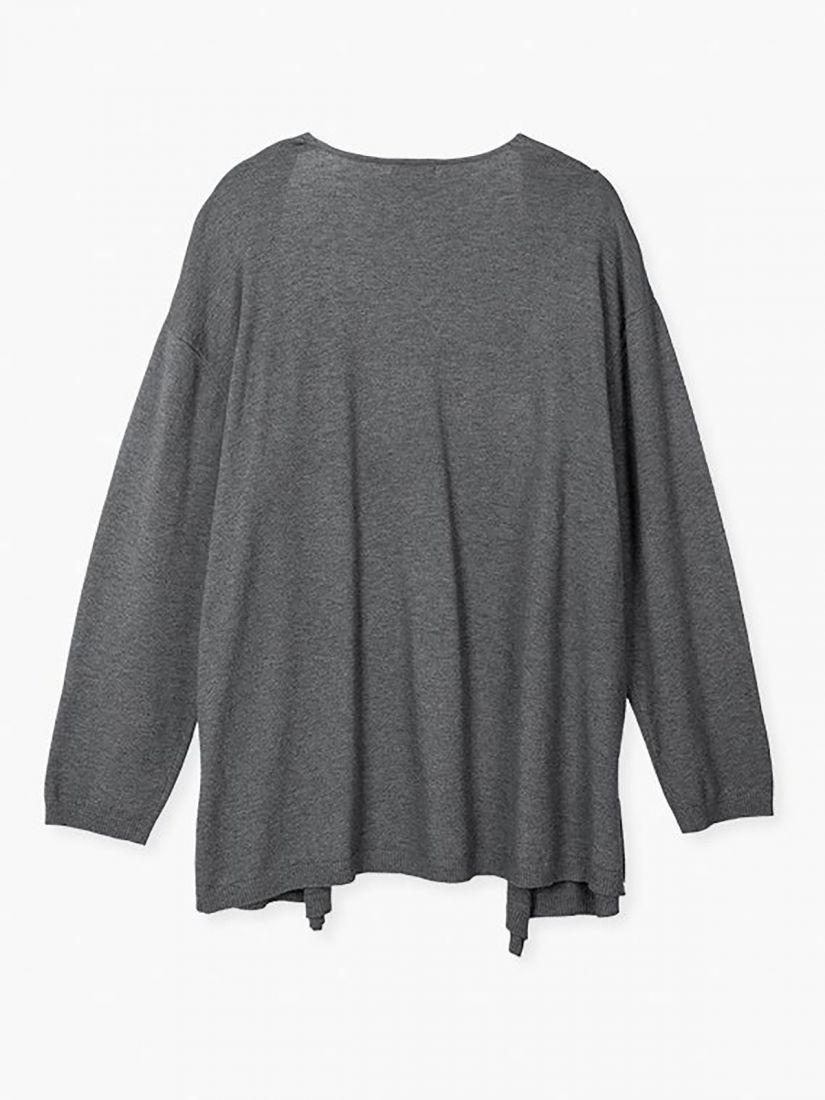 Ζακέτα μακριά μονόχρωμη χωρίς κουμπιά γκρι