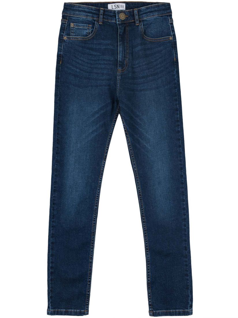 Παντελόνι τζιν στενή γραμμή μονόχρωμο μπλε