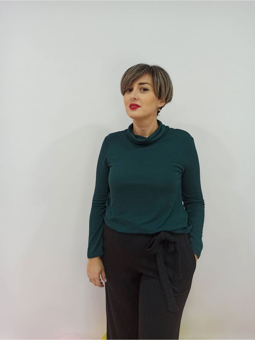 Παντελόνα ζιπ κιλότ ελληνικής ραφής μονόχρωμη με ζώνη  μαύρο