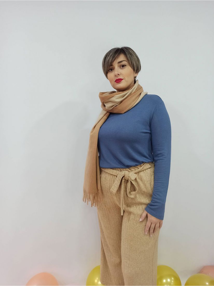 Παντελόνα ζιπ κιλότ ελληνικής ραφής μονόχρωμη με ζώνη  μπεζ