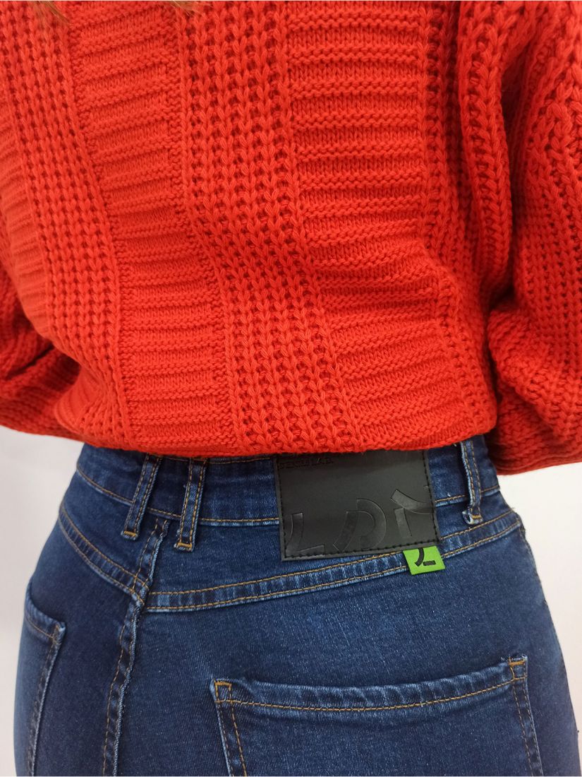 Παντελόνι τζιν στενή γραμμή μονόχρωμο μπλε