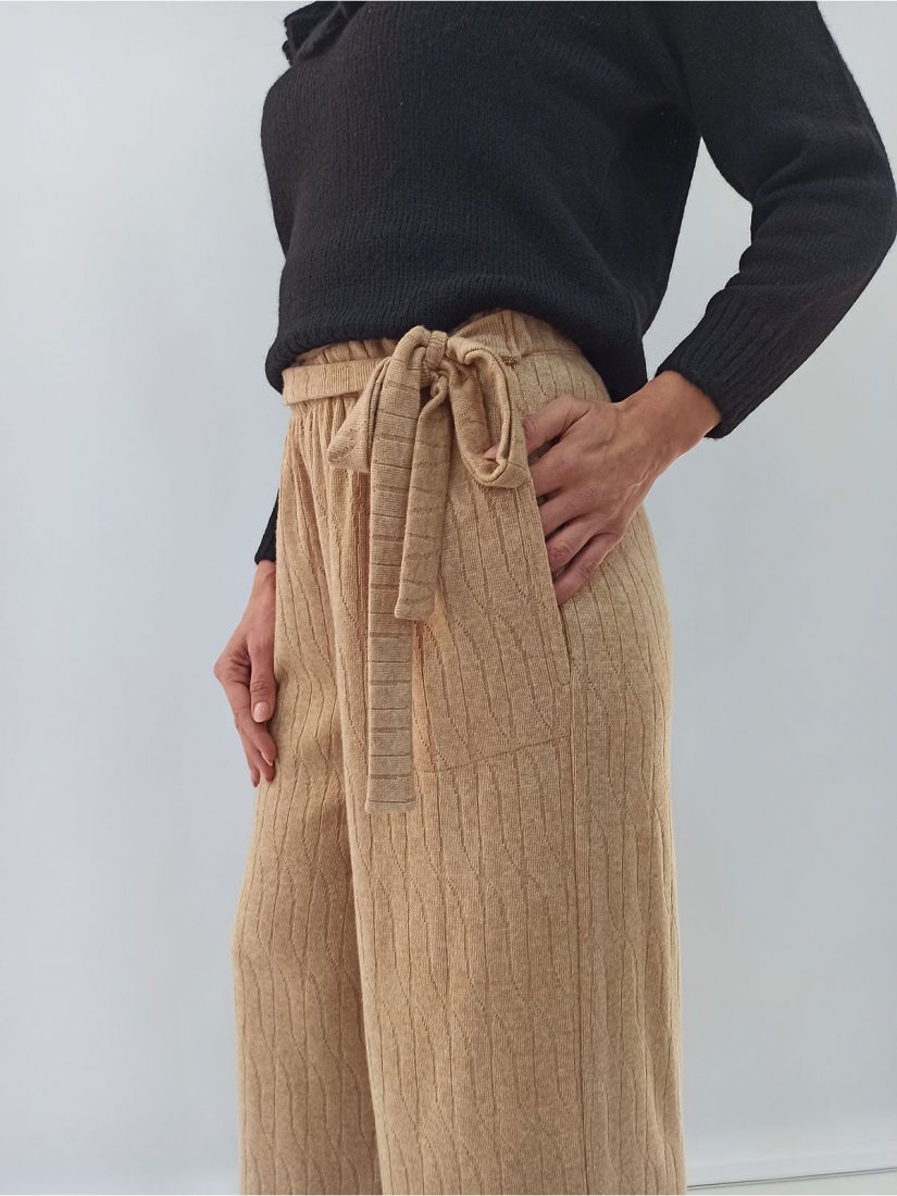 Παντελόνα ζιπ κιλότ ελληνικής ραφής μονόχρωμη με ζώνη  μπεζ