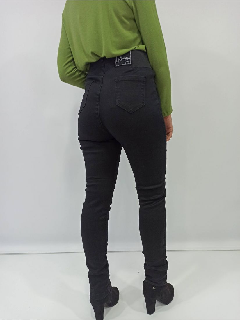 Παντελόνι τζιν ελληνικής ραφής ελαστικό με λάστιχο στο πλάι μαύρο