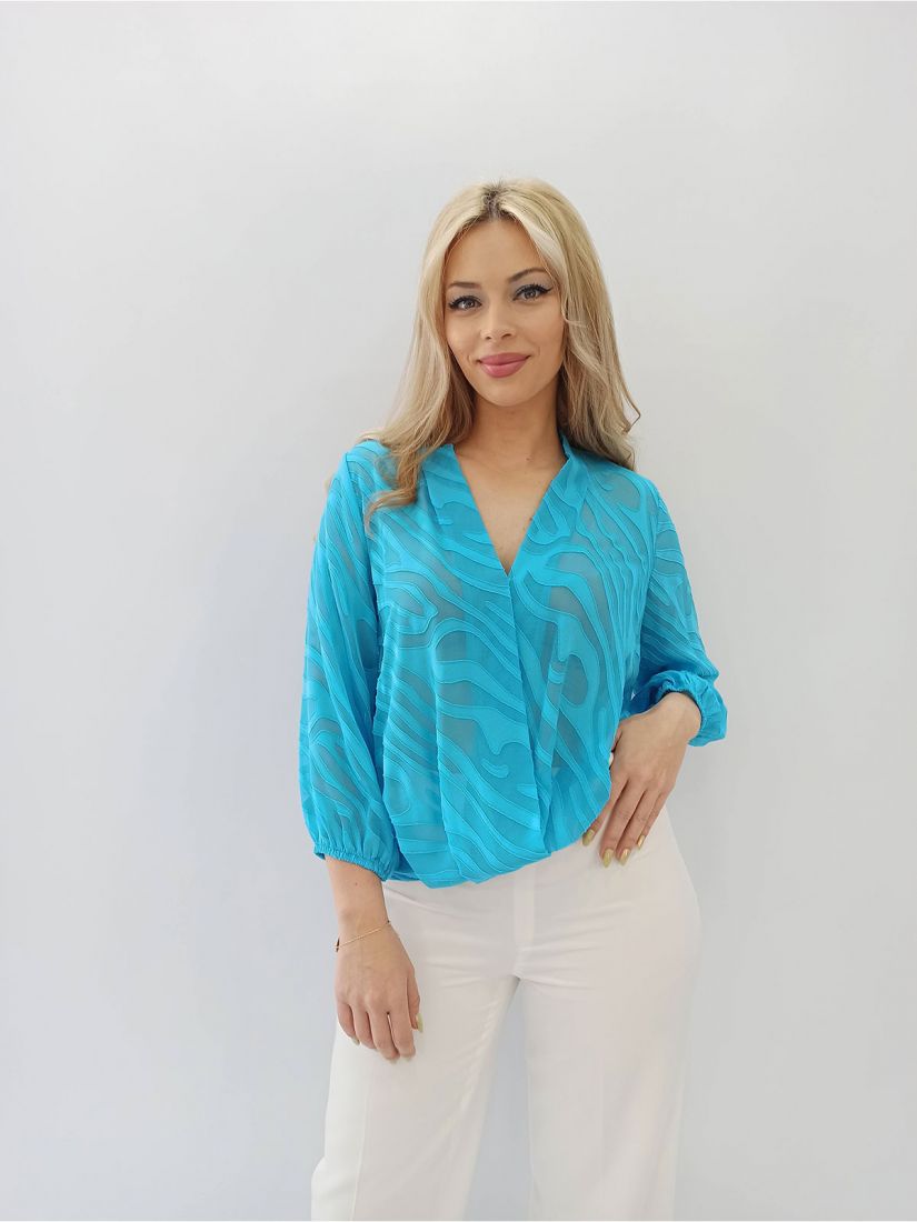 Μπλούζα κρουαζέ devore ελληνικής ραφής γαλάζιο