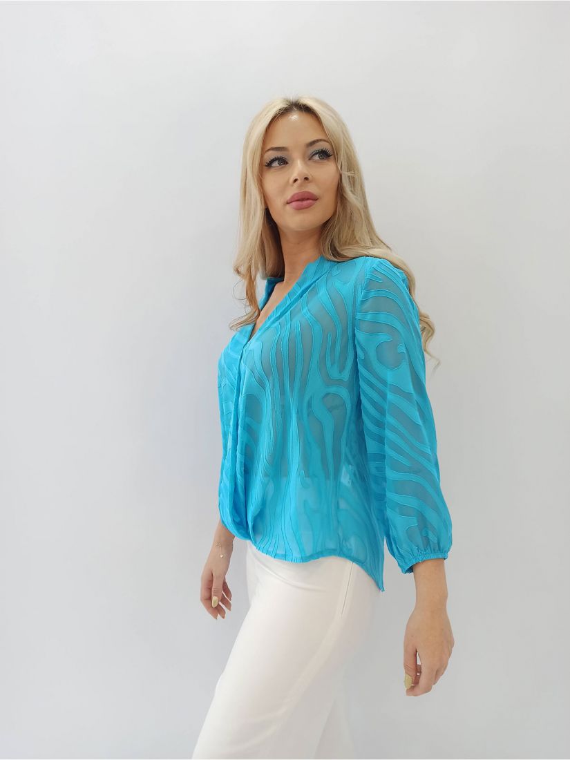 Μπλούζα κρουαζέ devore ελληνικής ραφής γαλάζιο