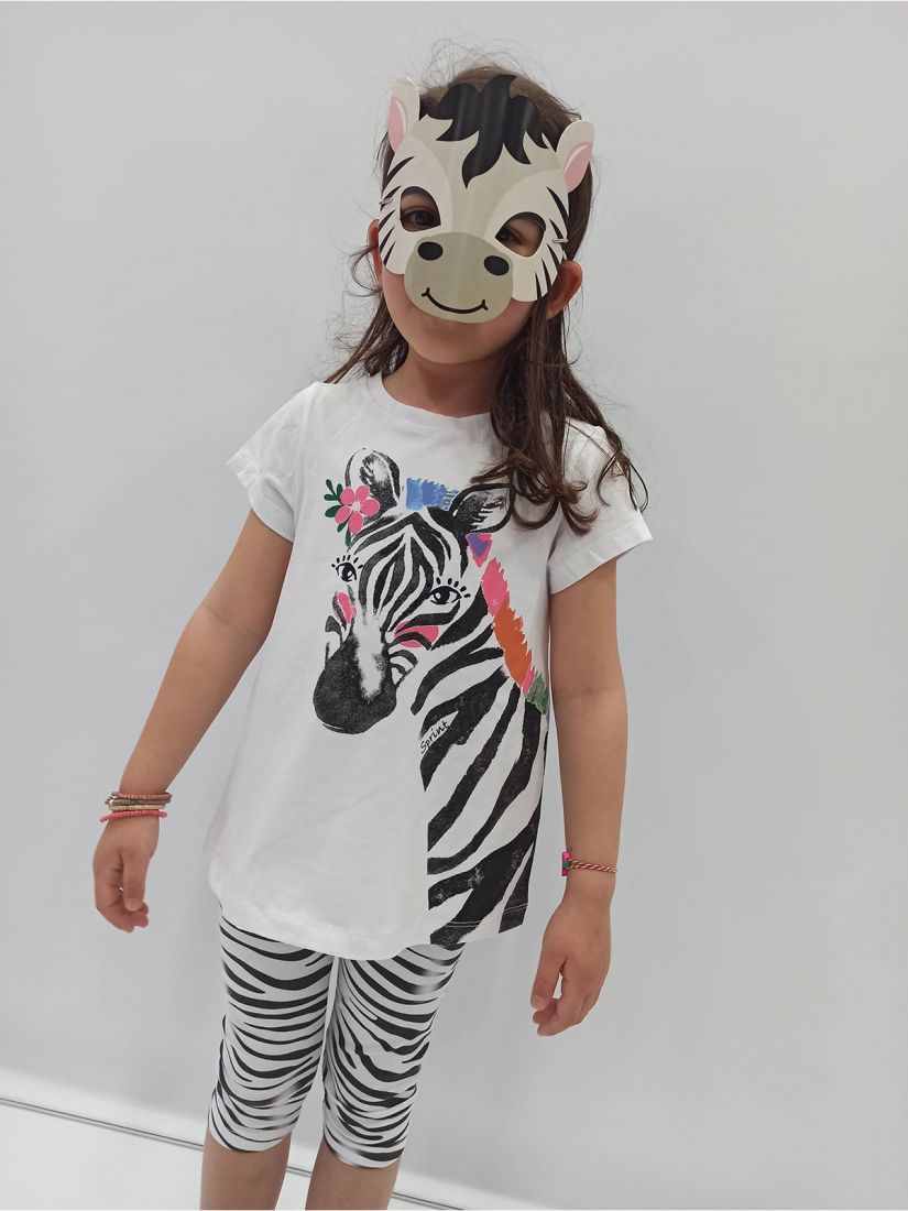 Παιδικό σετ για κορίτσι ελληνικής ραφής ζέβρα λευκό