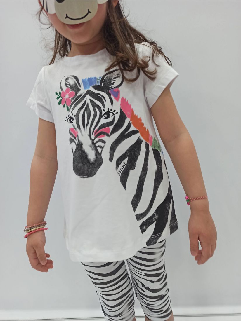 Παιδικό σετ για κορίτσι ελληνικής ραφής ζέβρα λευκό
