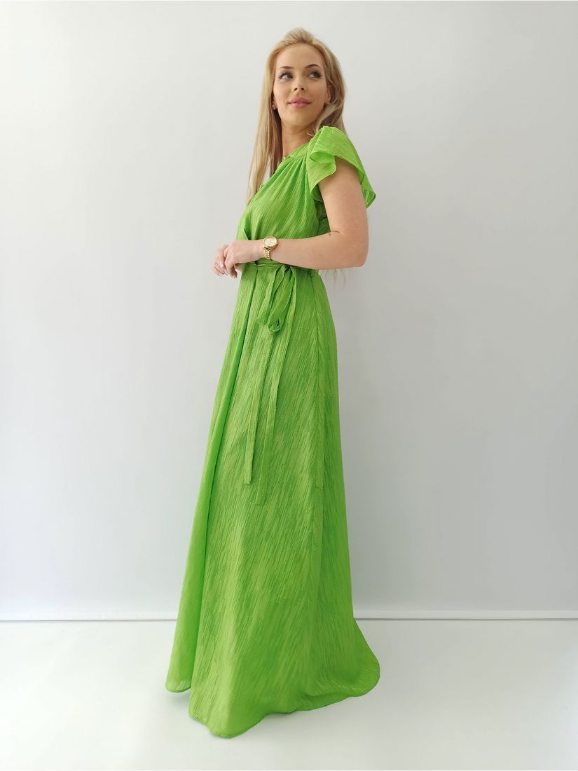 Φόρεμα κρουαζέ με δέσιμο στο πλάι και άνοιγμα ελληνικής ραφής λαχανί