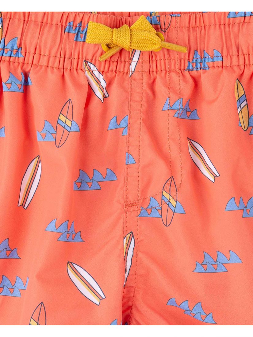 Μαγιό βερμούδα με print surfing και τσέπες κοραλί