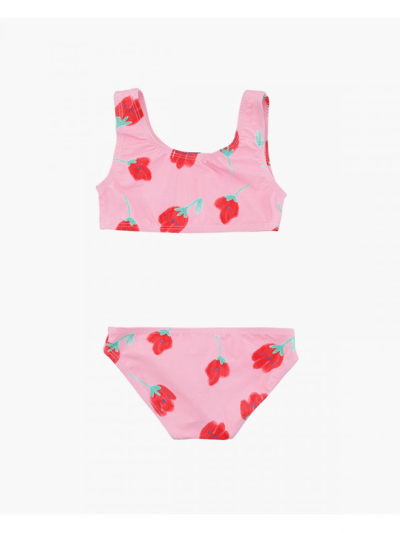 Μπικίνι τιράντα με floral print ροζ