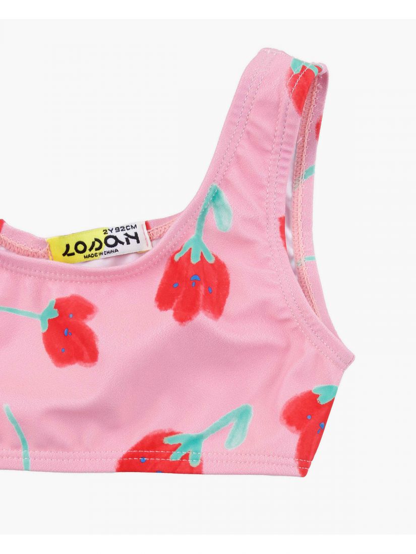 Μπικίνι τιράντα με floral print ροζ