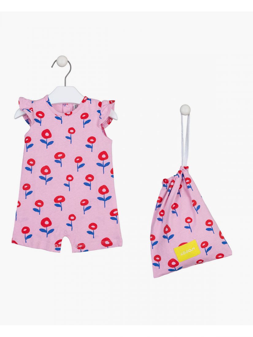 Φορμάκι σορτς με floral print και θήκη  ροζ