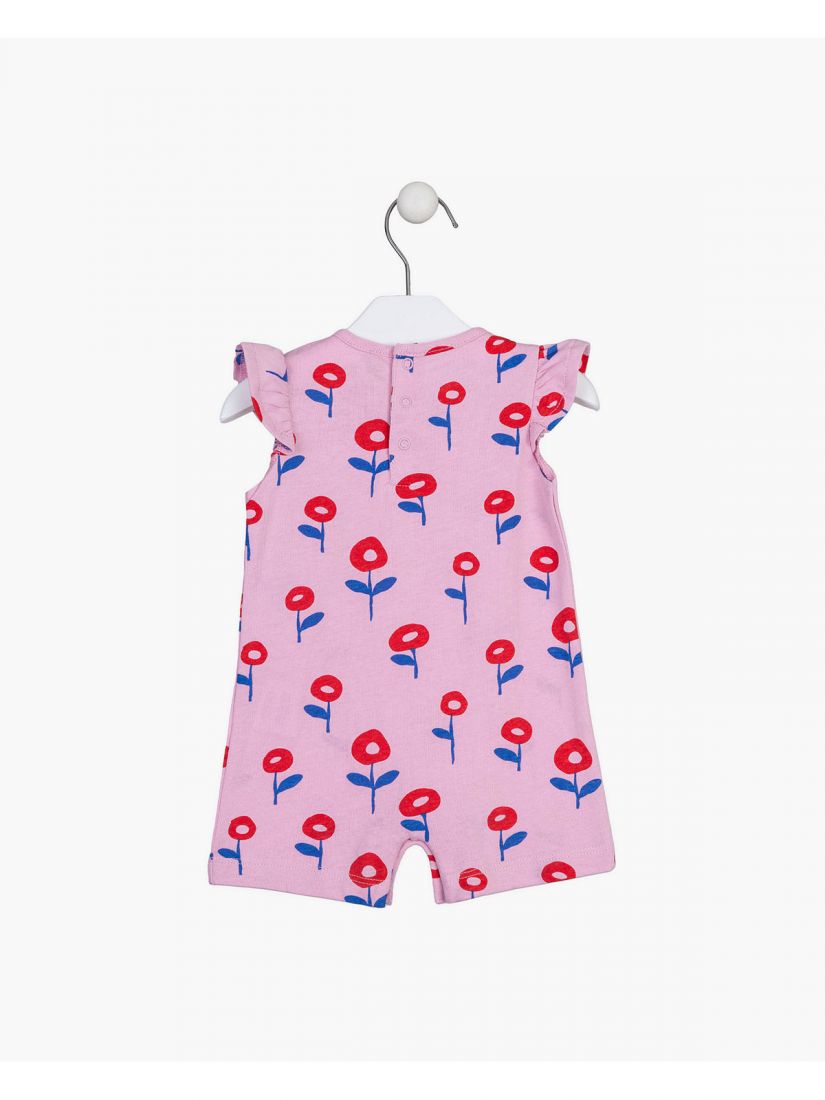 Φορμάκι σορτς με floral print και θήκη  ροζ