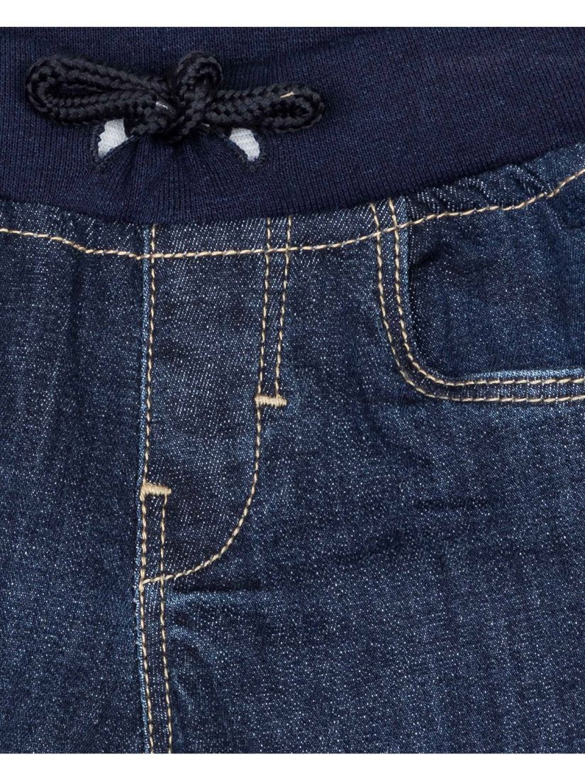 Βερμούδα τζιν με λάστιχο στη μέση, τσέπες και ρεβέρ μπλε