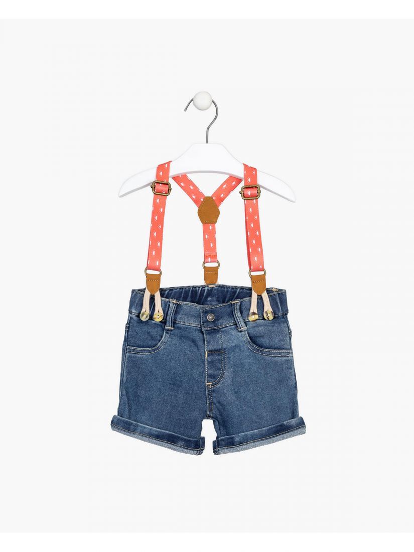 Σορτς τζιν για μωρό αγόρι με τιράντες μπλε