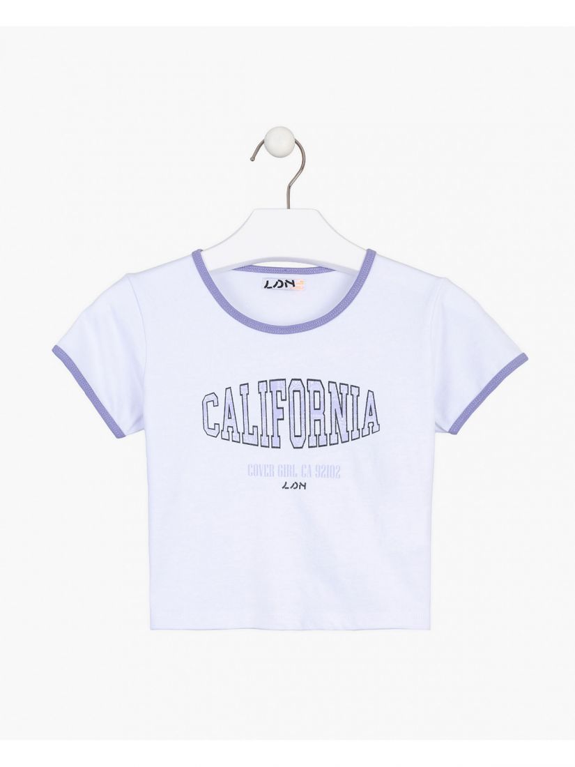 Κροπ τοπ με τύπωμα california λευκό