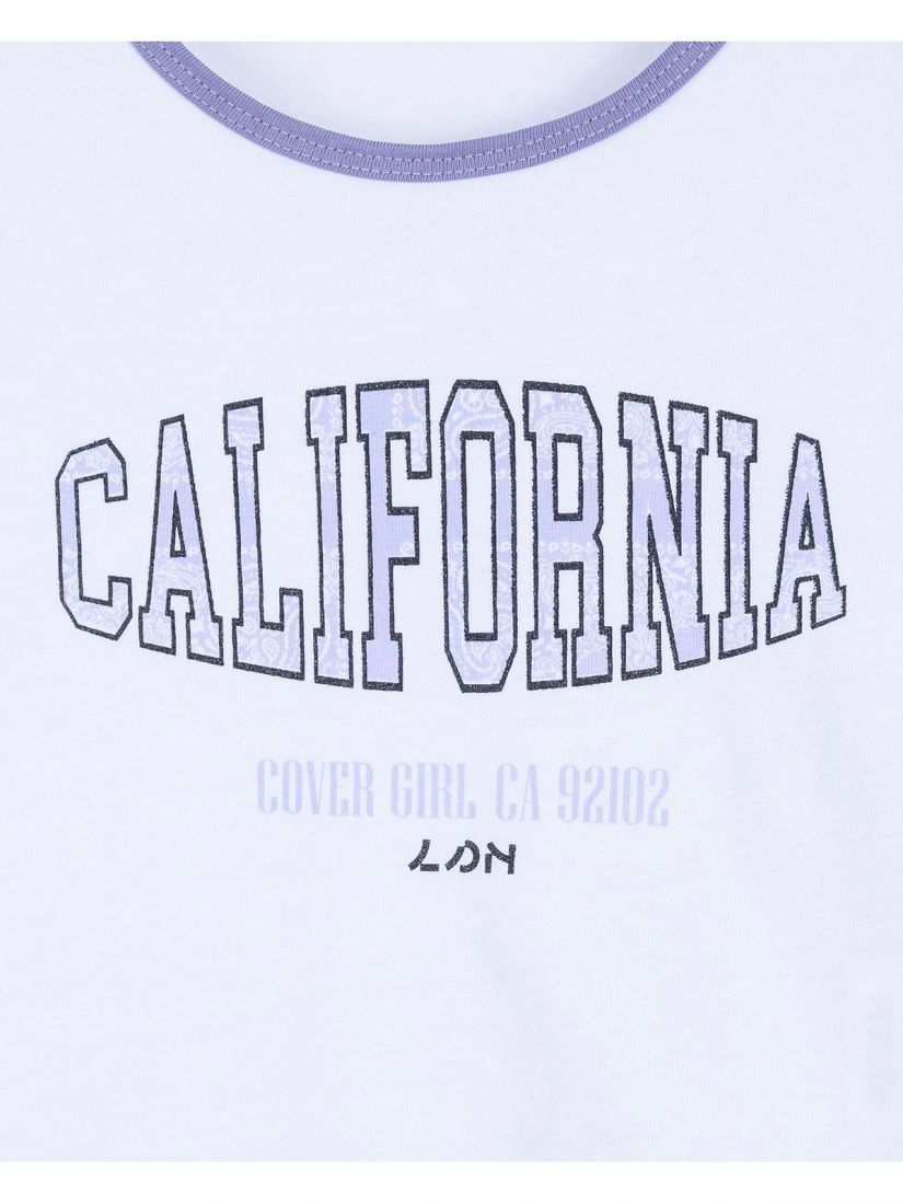Κροπ τοπ με τύπωμα california λευκό