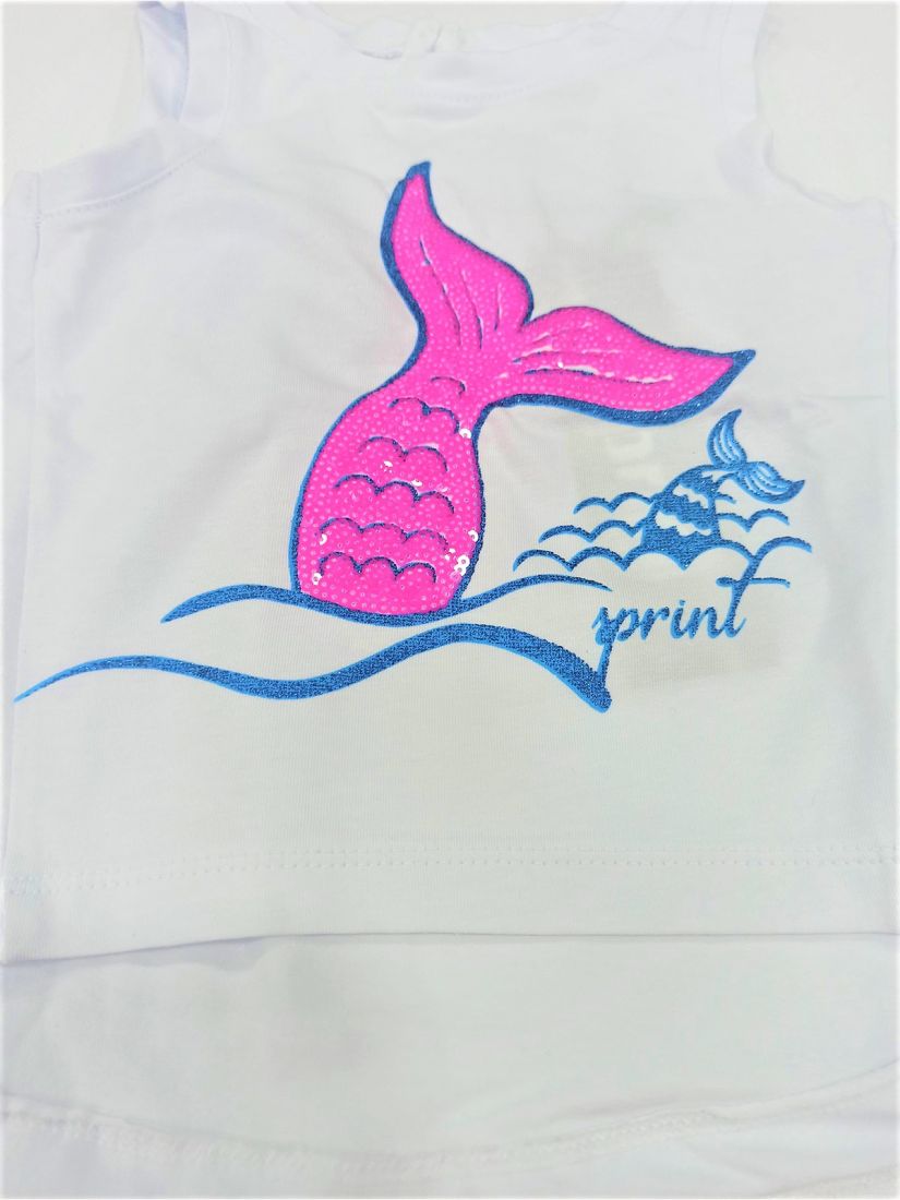 Σετ μπλούζα mermaid με σορτς ελληνικής ραφής φούξια