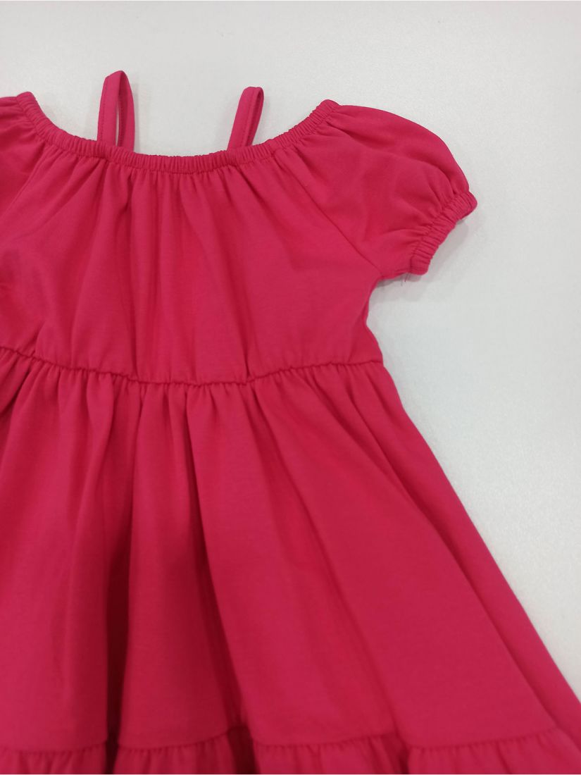 Φόρεμα ασύμμετρο με βολάν μονοχρωμο ελληνικής ραφής  φούξια