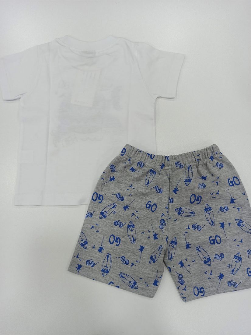 Σετ καρχαρίας ελληνικής ραφής με σορτς λευκό