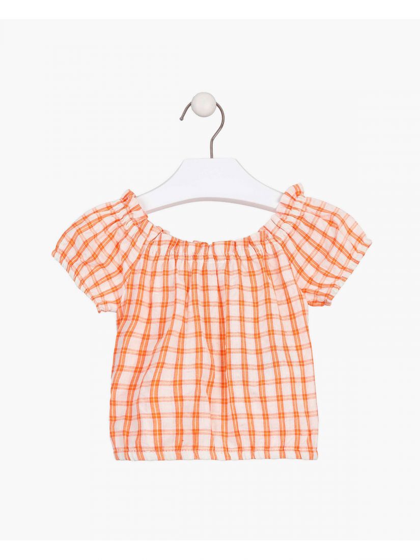 Μπουστάκι καρώ με λάστιχο  πορτοκαλί