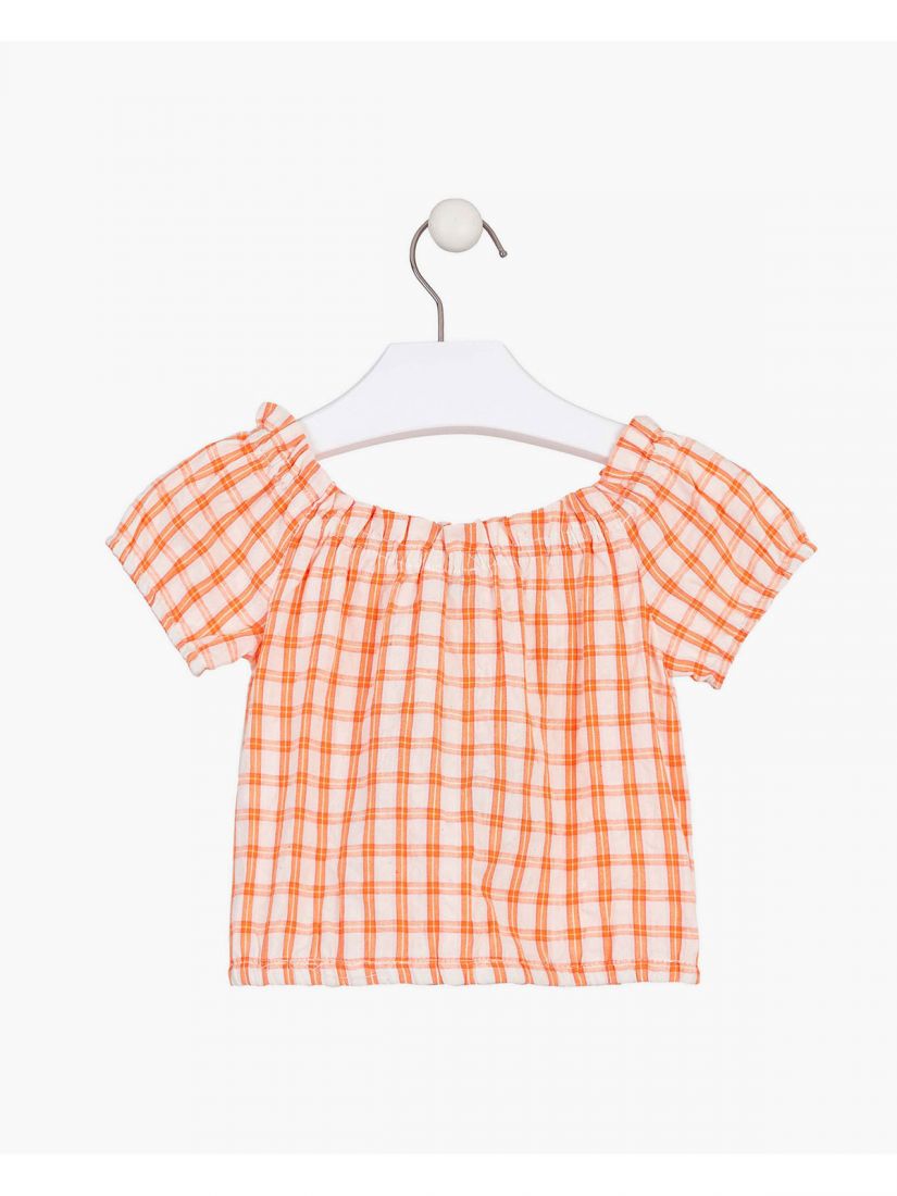 Μπουστάκι καρώ με λάστιχο  πορτοκαλί