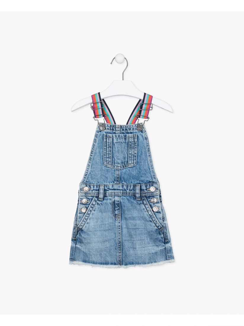 Σαλοπέτα τζιν με τσέπες και ξέφτια στο τελείωμα γαλάζιο