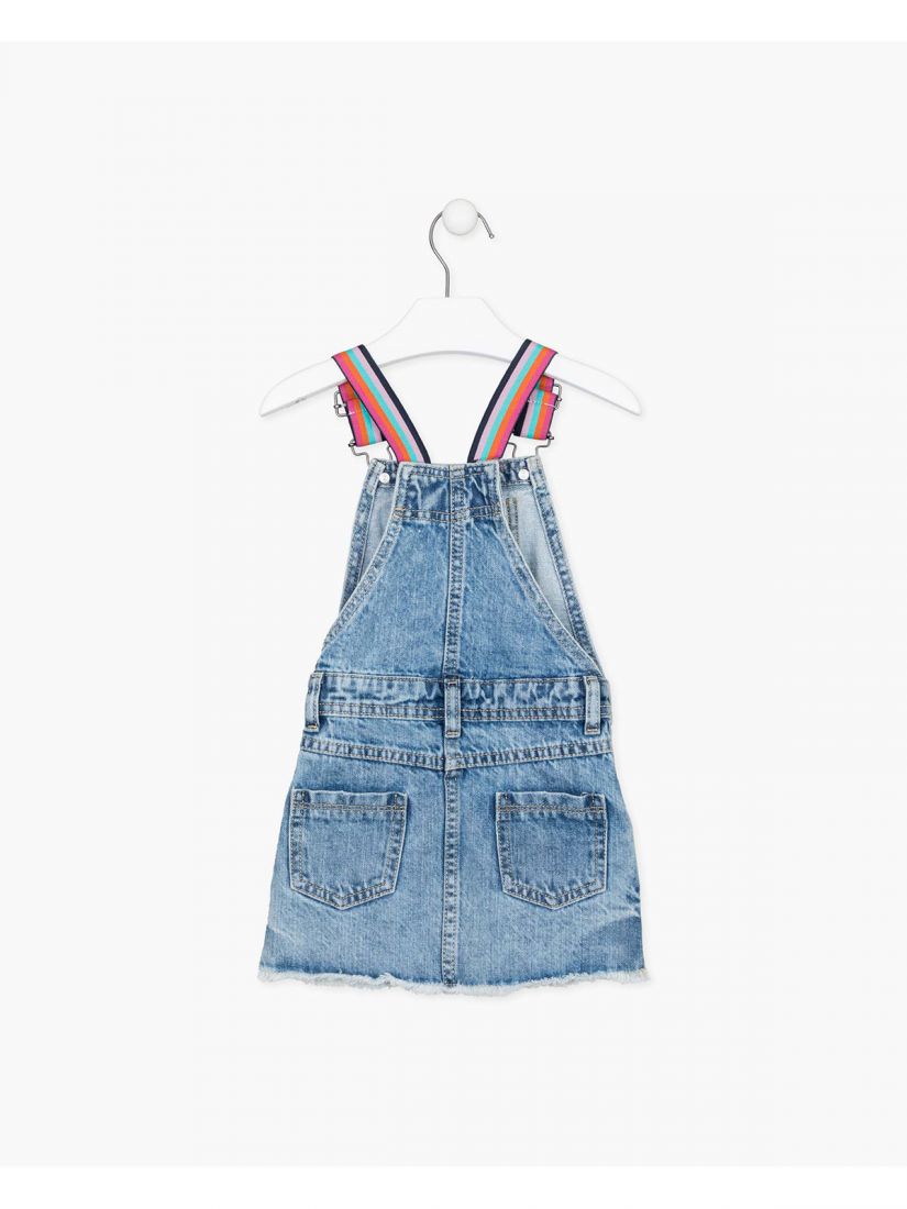 Σαλοπέτα τζιν με τσέπες και ξέφτια στο τελείωμα γαλάζιο