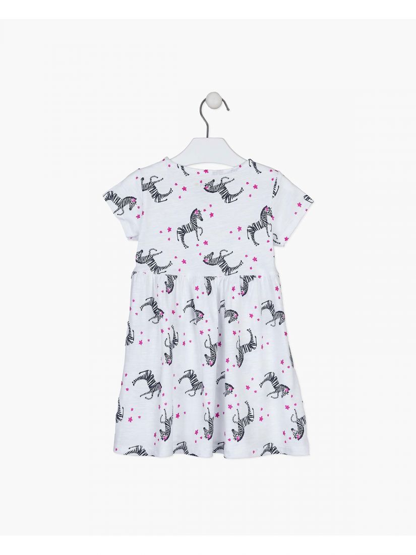 Φόρεμα εμπριμέ με print ζέβρα λευκό