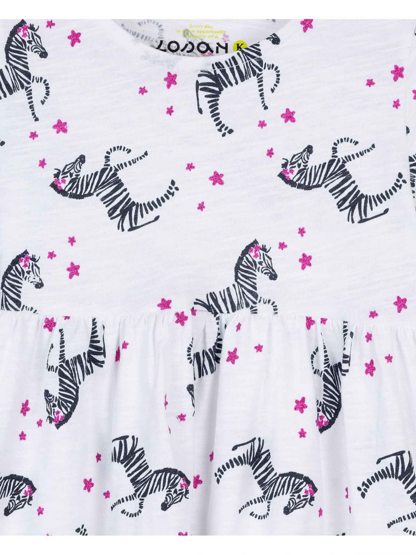 Φόρεμα εμπριμέ με print ζέβρα λευκό