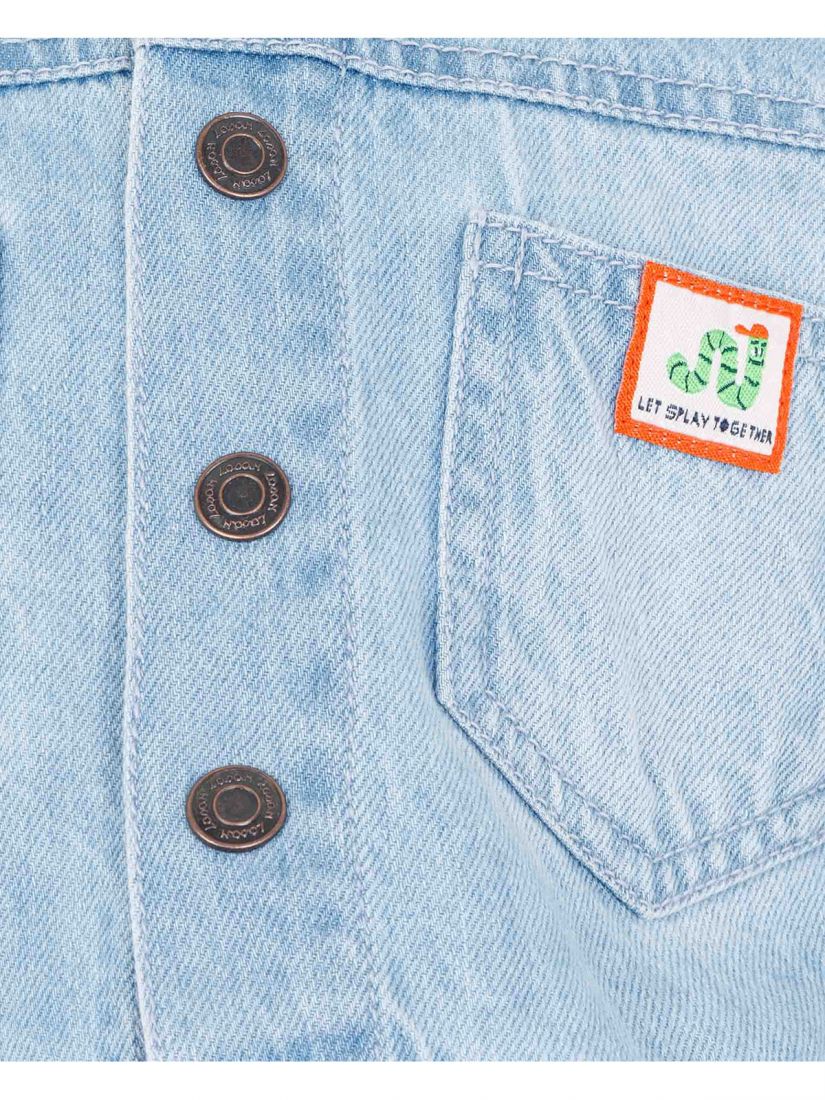 Τζιν τζάκετ βρεφικό με print blocks και τσέπες γαλάζιο