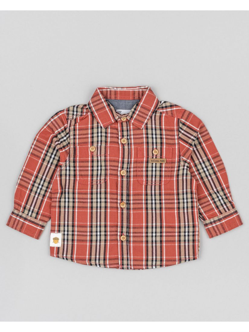 Πουκάμισο καρώ βρεφικό με τσέπη natural park εκάι