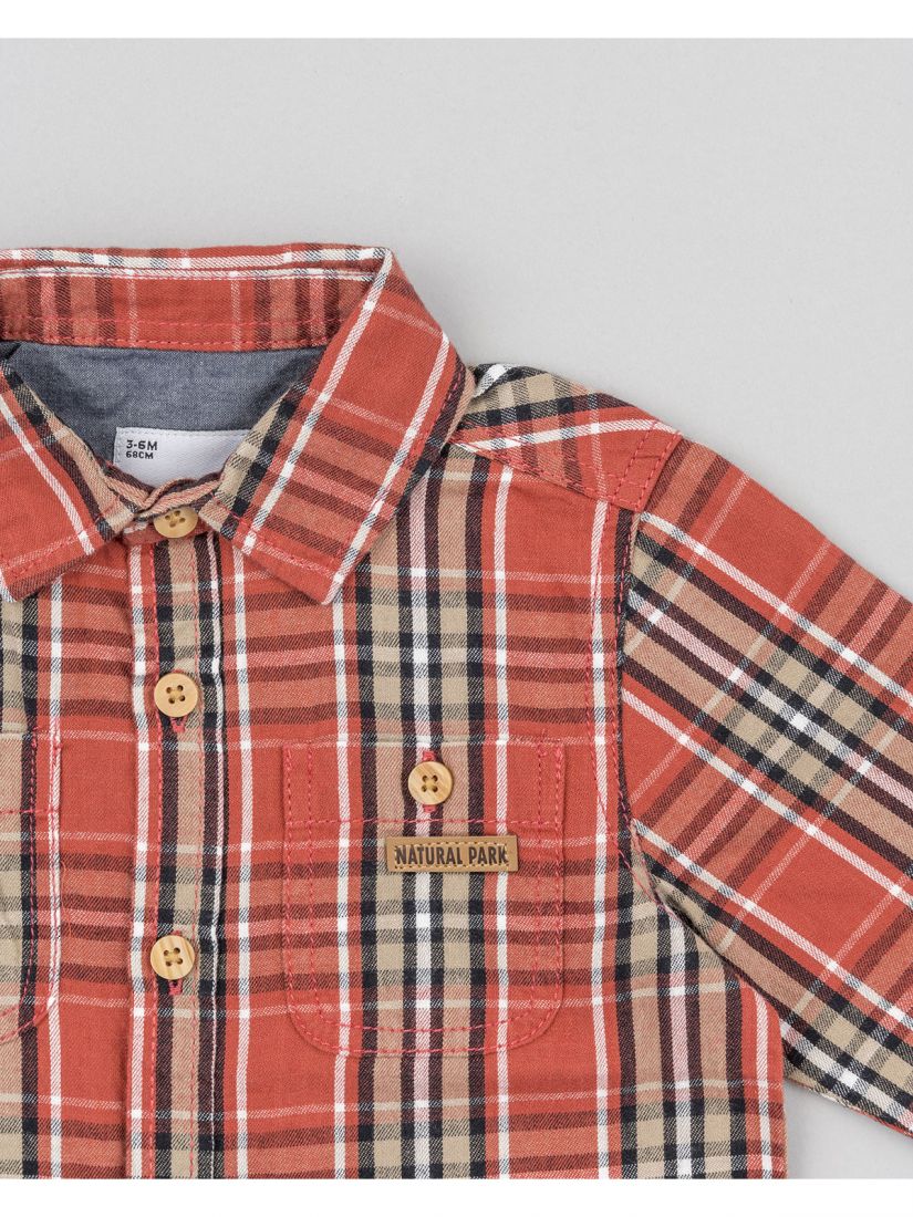 Πουκάμισο καρώ βρεφικό με τσέπη natural park εκάι