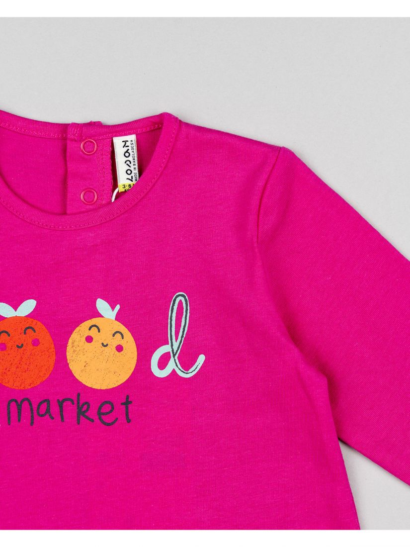 Σετ βρεφικό με print food market και κολάν με ζεστή επένδυση φούξια