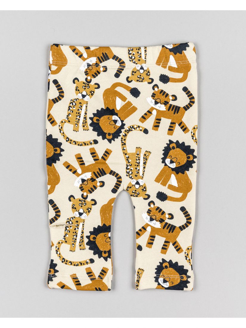 Παντελόνι ελαστικό βρεφικό με print lion and tiger μπεζ