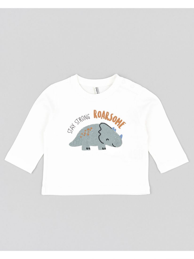 Μπλούζα μακρυμάνικη βρεφική με print dinosaurs  λευκό