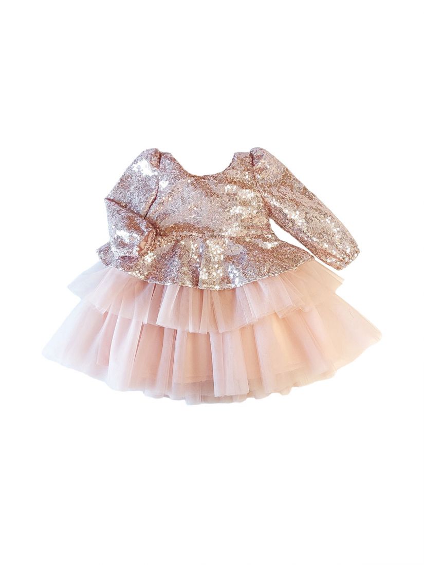 Φόρεμα με τούλινι φούστα και όλο παγέτες στο πάνω μέρος ελληνικής ραφής ροζ