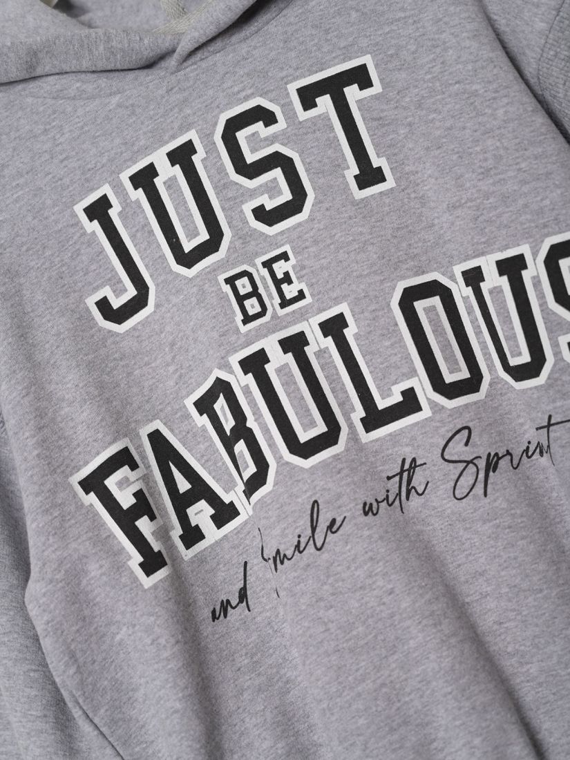 Σετ φόρμα Just Be Fabulous με κουκούλα ελληνικής ραφής γκρι