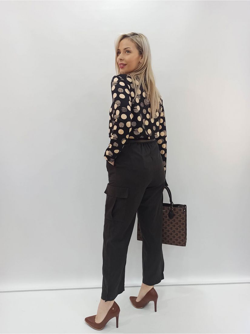 Παντελόνι Cargo με λάστιχο στη μέση ελληνικής ραφής μαύρο