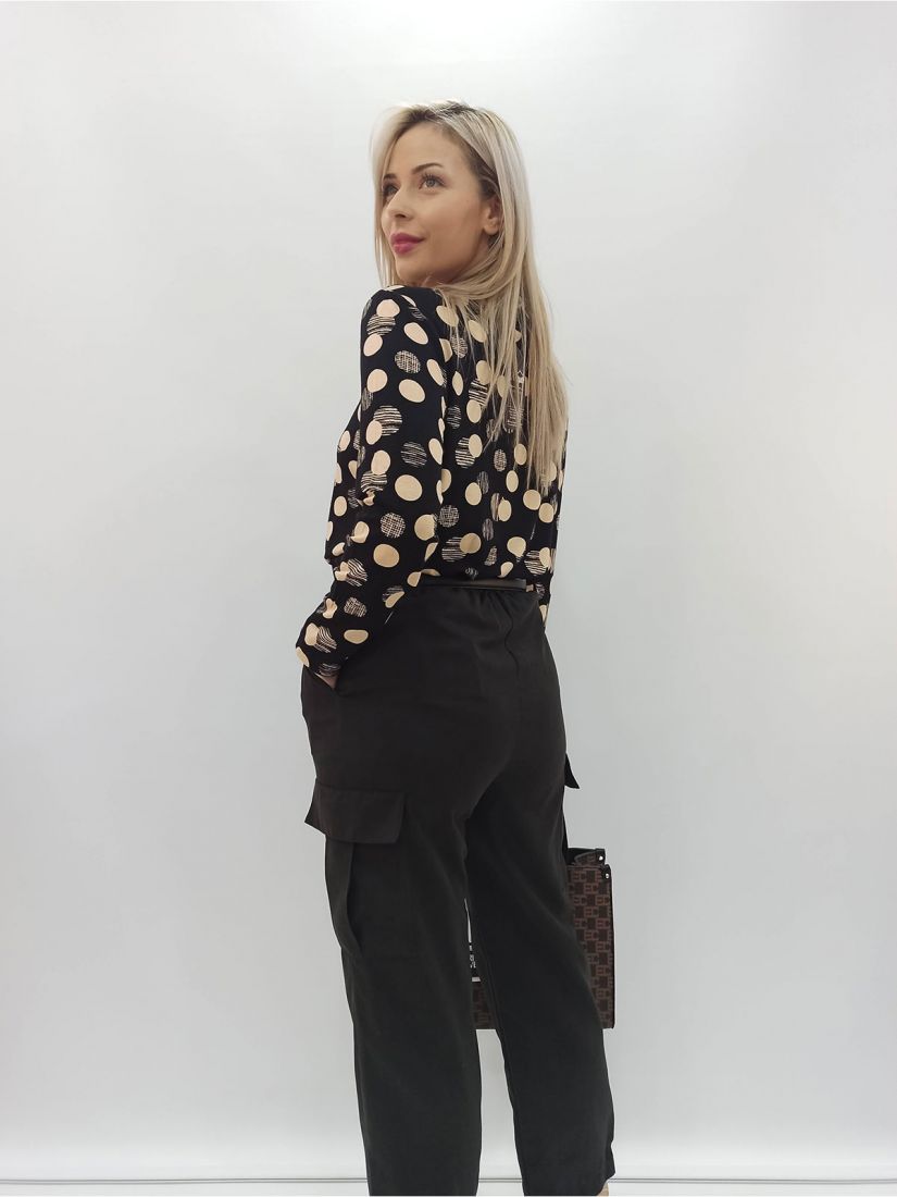 Παντελόνι Cargo με λάστιχο στη μέση ελληνικής ραφής μαύρο