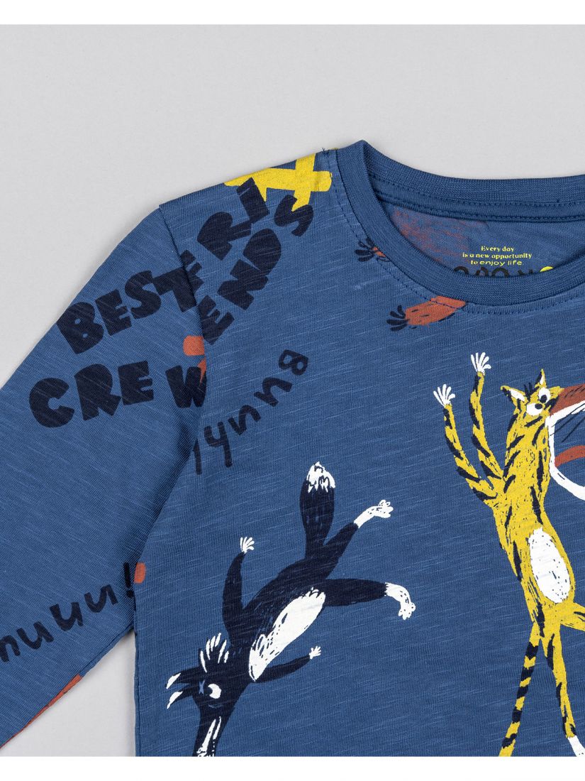 Μπλούζα με print forest animals μπλε