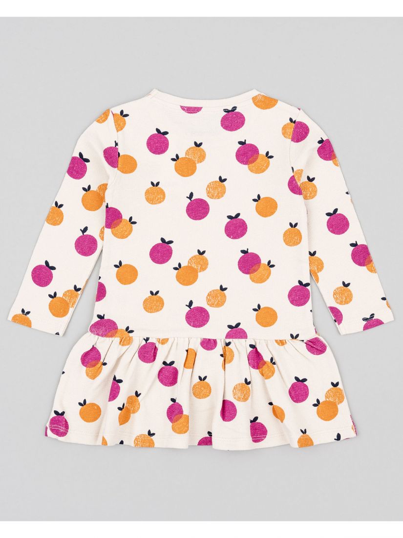 Φόρεμα εμπριμέ με βολάν και print oranges μπεζ