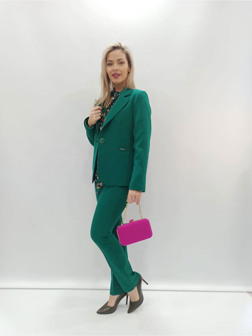 Παντελόνι κρεπ κουστουμιού ελληνικής ραφής μονόχρωμο πράσινο