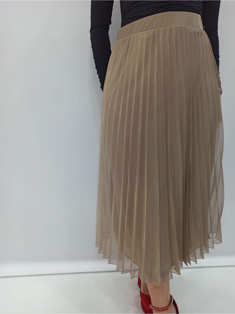 Φούστα κλος μακριά ψηλόμεση με πιέτες  χρυσό
