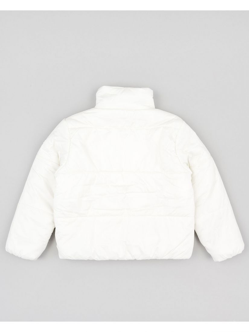 Μπουφάν cropped padded μονόχρωμο με τσέπες  λευκό